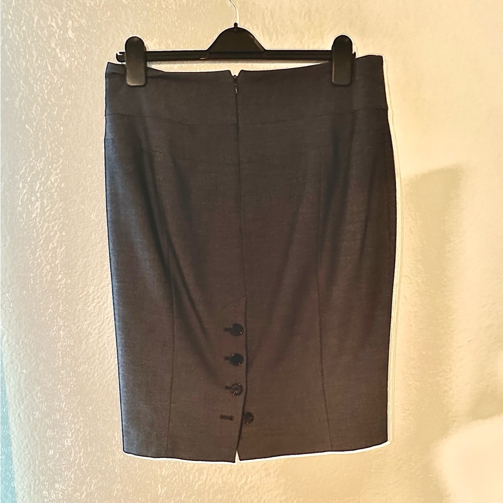 Express Blue Classic Pencil Skirt with button back slit